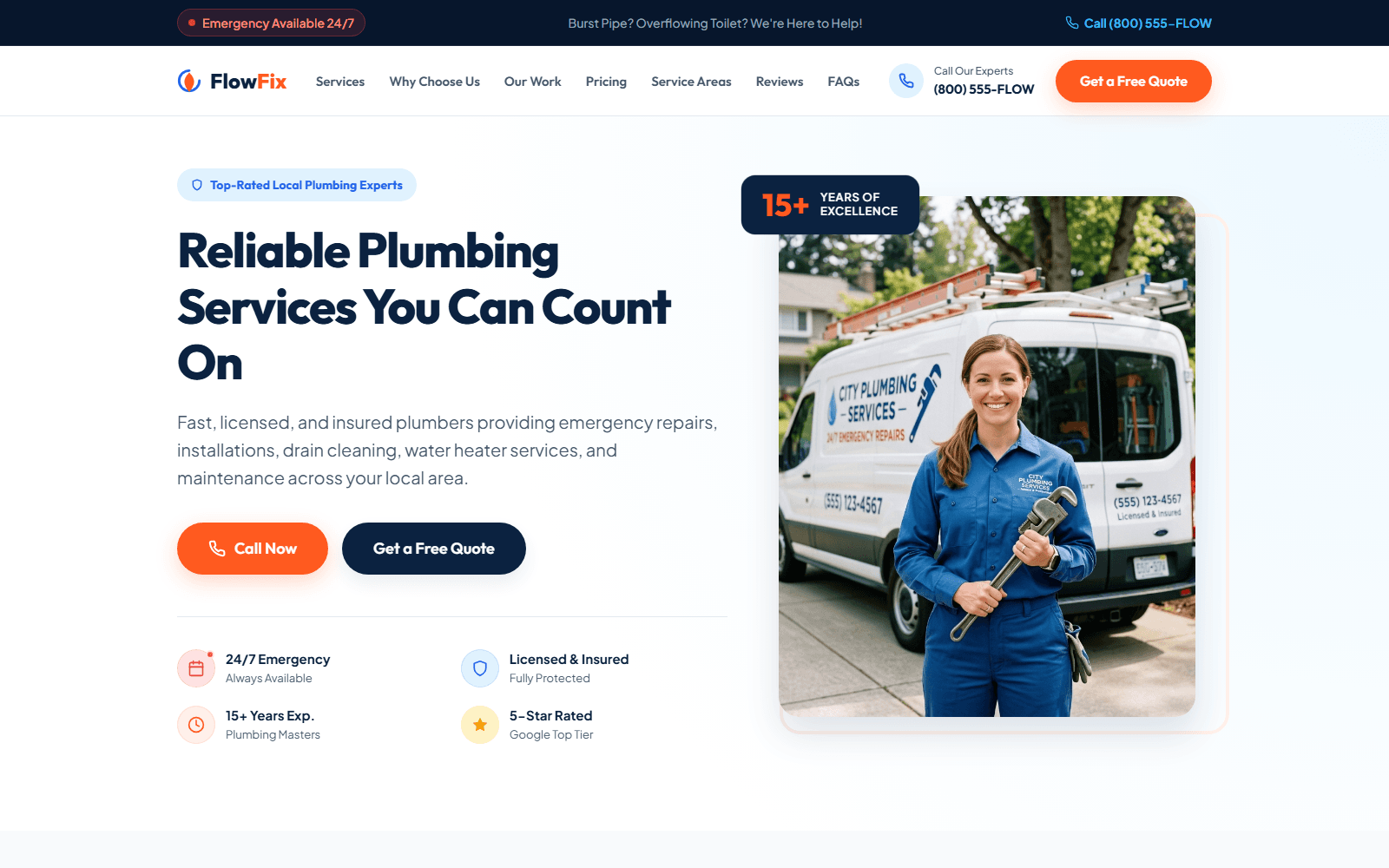FlowFix Plumbing desktop preview