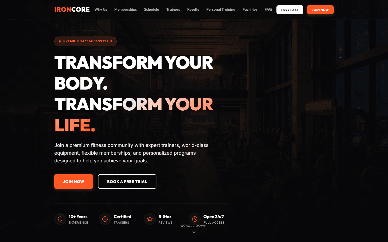 IronCore Fitness desktop preview